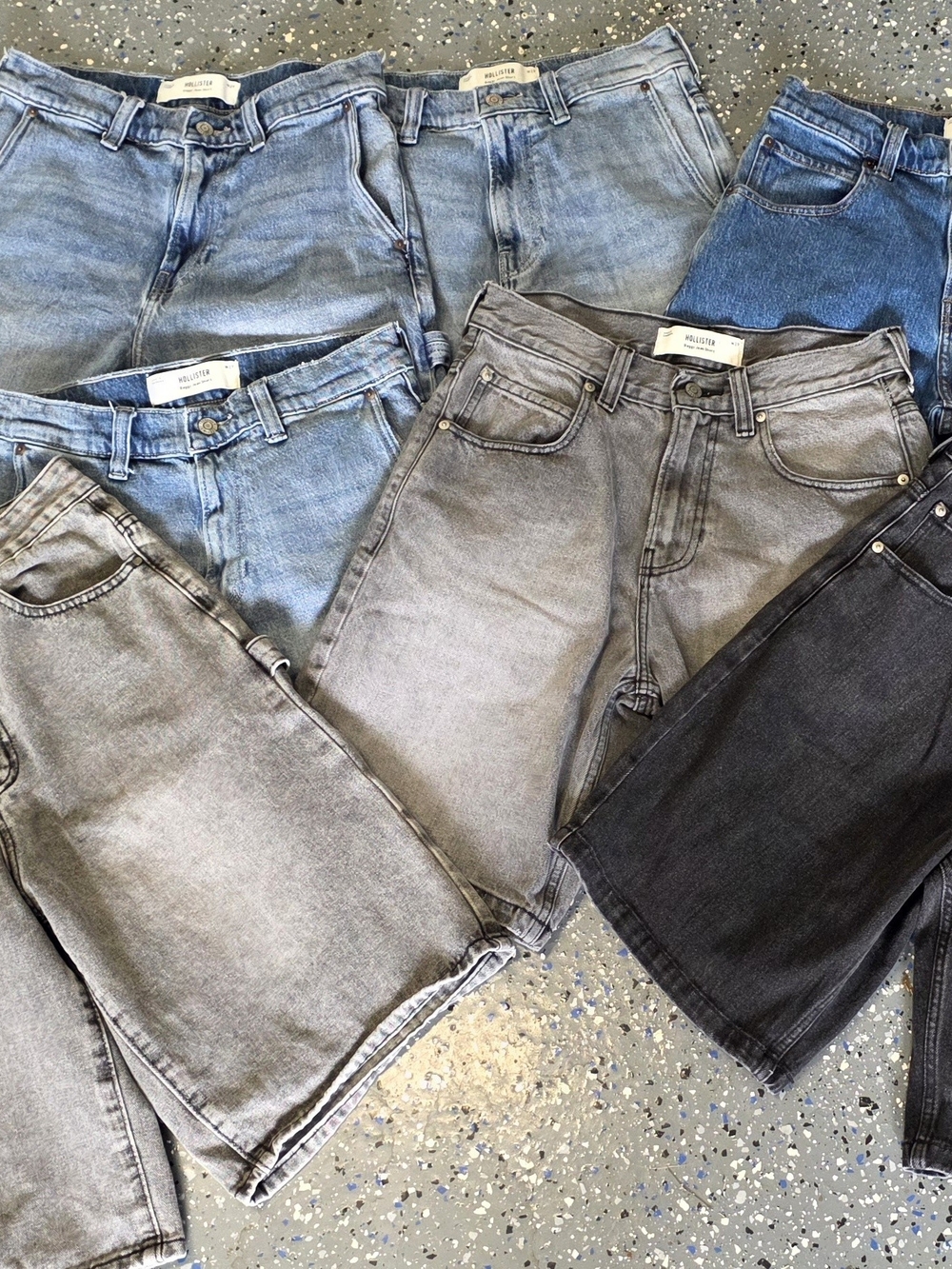 Hollister Bundle--Men's Denim Shorts - Light Blue, Gray, Dark Blue, Black